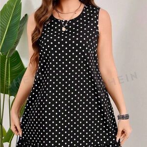 Polka Dot Short Sleeve Round Neck Dress